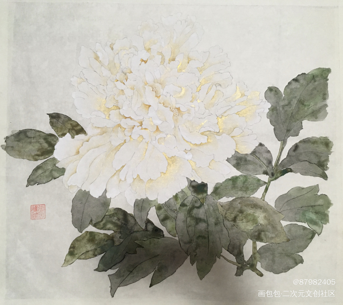 临摹的金星雪浪白牡丹_魔道祖师绘画作品