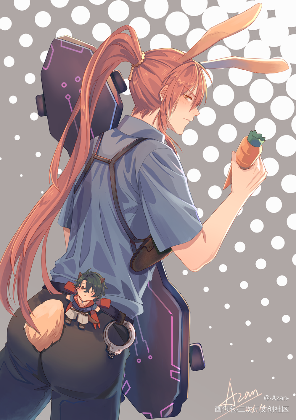 兔兔狐獴警察paro_无限滑板乔樱日系绘画作品