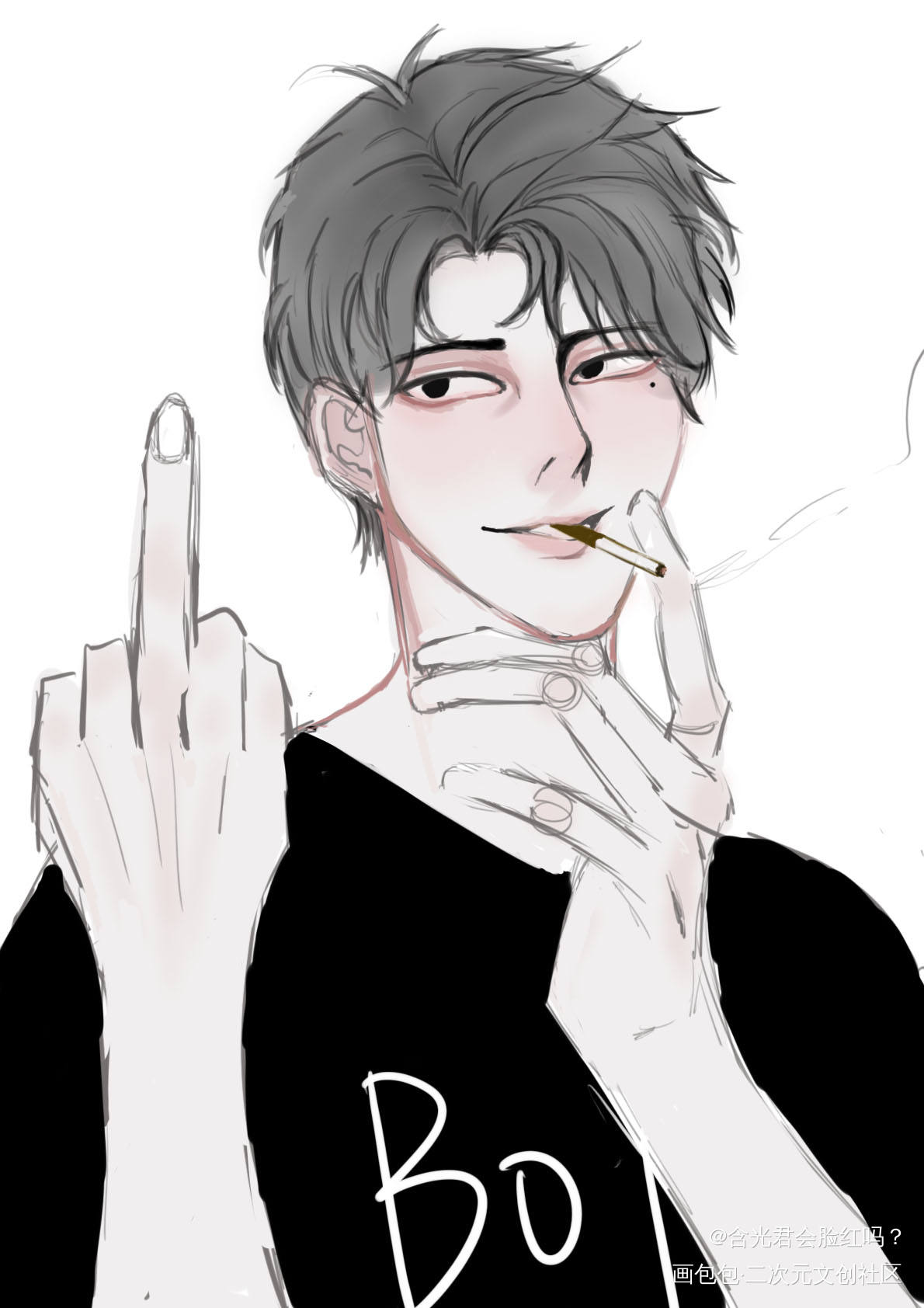 随便摸摸_板绘绘画作品