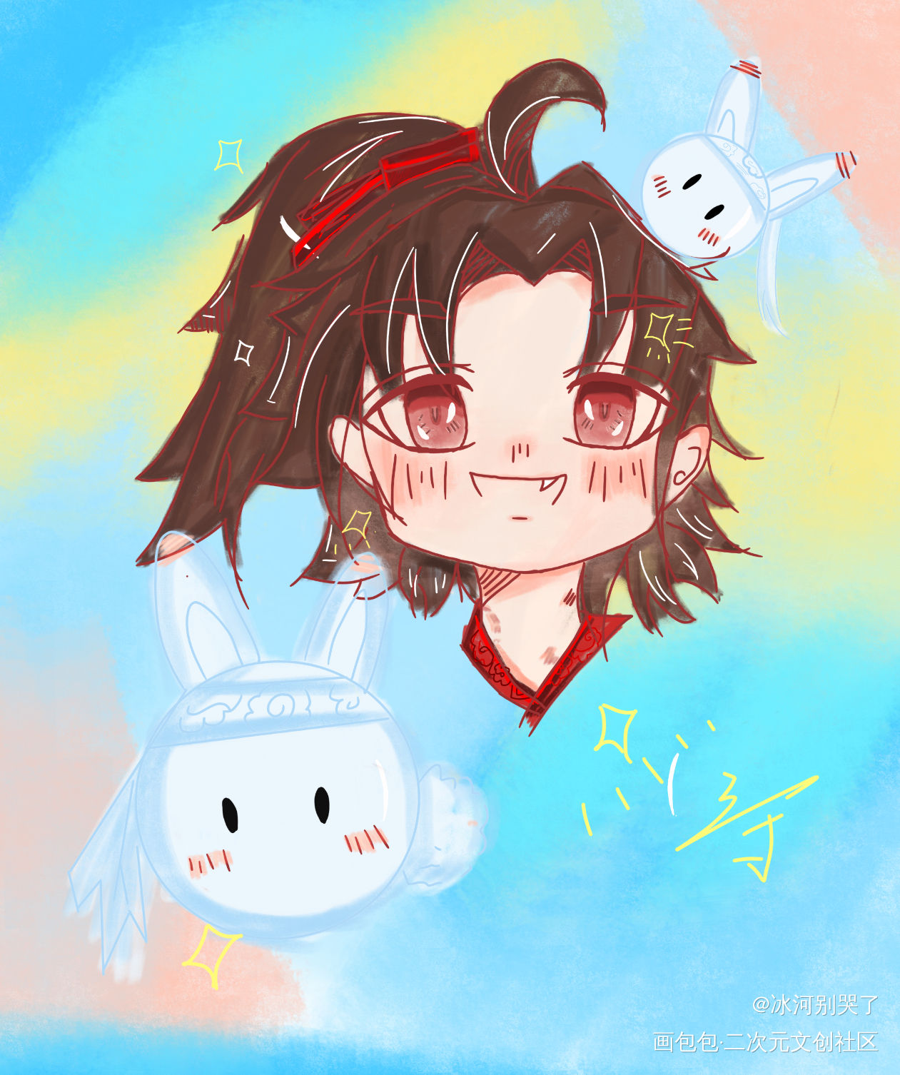 你和兔子·我和你_魔道祖师忘羡Q版绘画作品