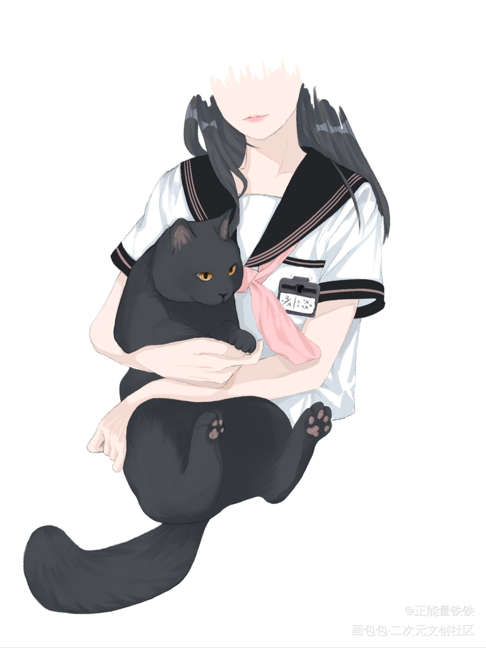 敏敏的小蓝猫_平涂绘画作品