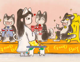 一猫三狗颁奖典礼_绘画作品