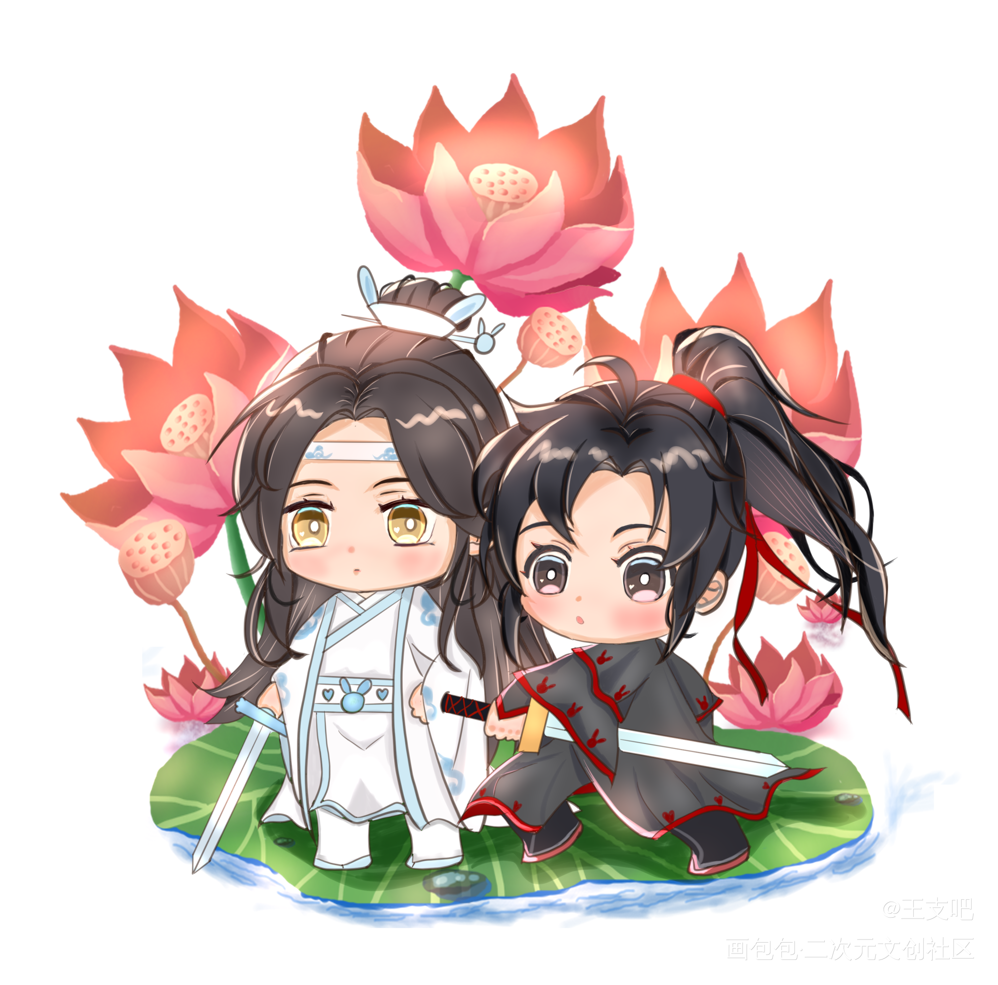很久之前画的用来做夜灯_魔道祖师忘羡Q版绘画作品