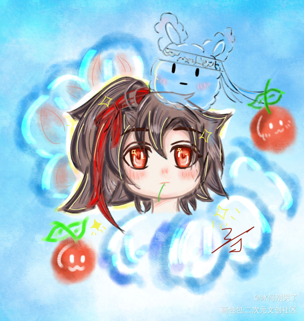 羡羡和免子！_魔道祖师忘羡魏无羡Q版绘画作品