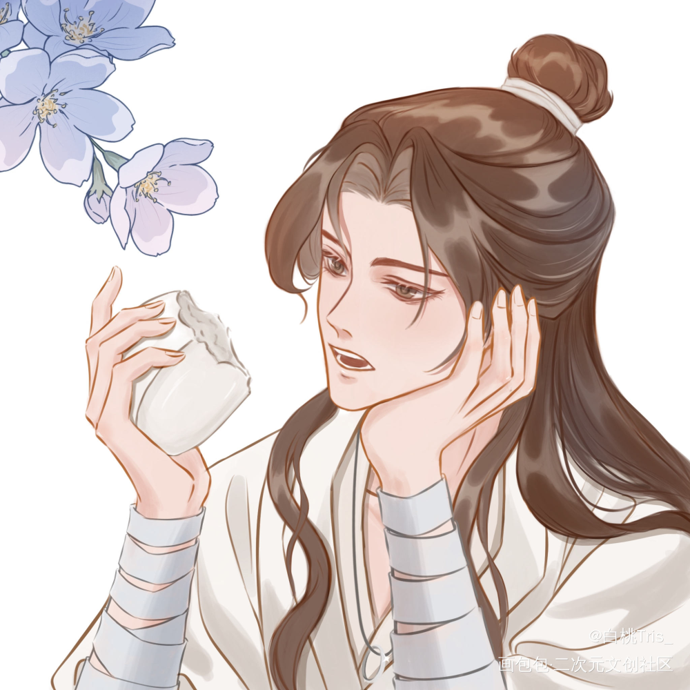 啃馒头的怜怜_天官赐福谢怜绘画作品