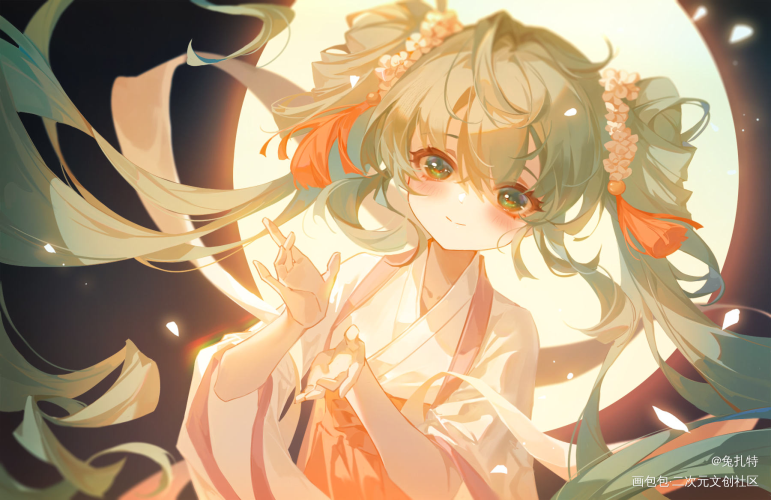 Miku中秋_miku初音未来日系绘画作品