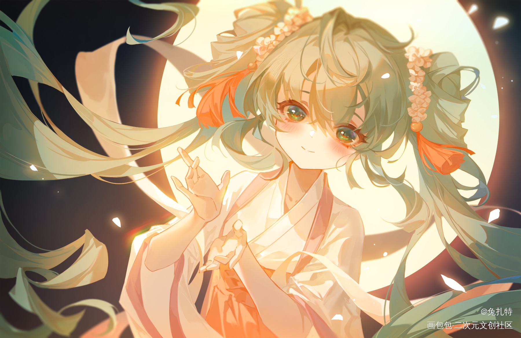 Miku中秋_miku初音未来日系绘画作品