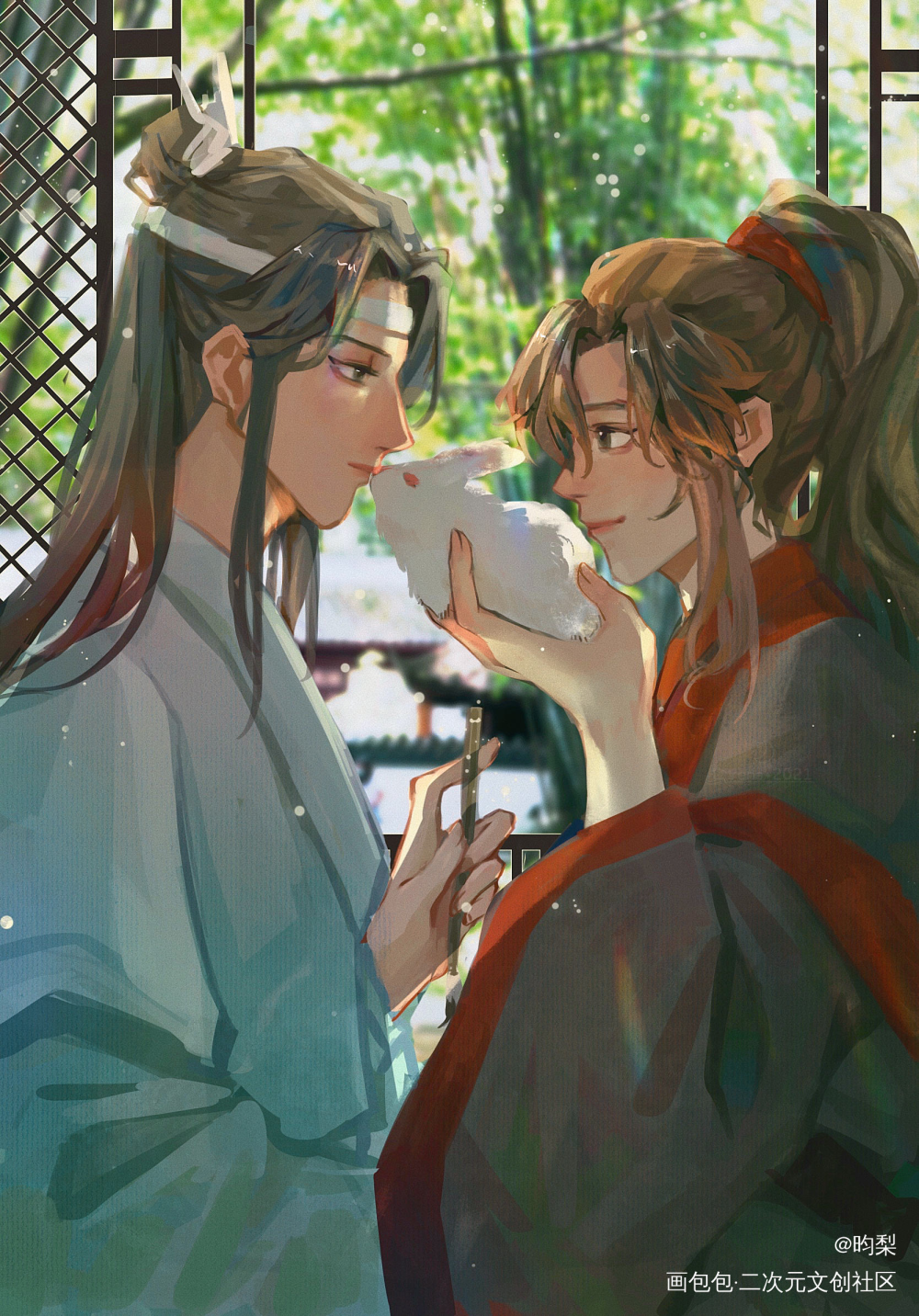 兔兔也不明白_魔道祖师忘羡蓝忘机魏无羡古风厚涂日系绘画作品