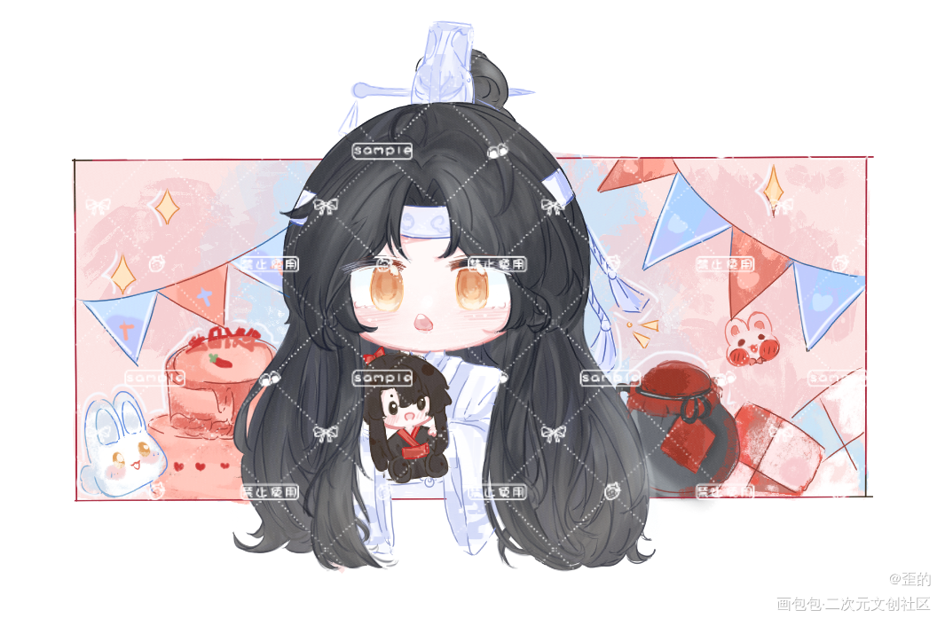 生贺_魔道祖师忘羡古风Q版绘画作品