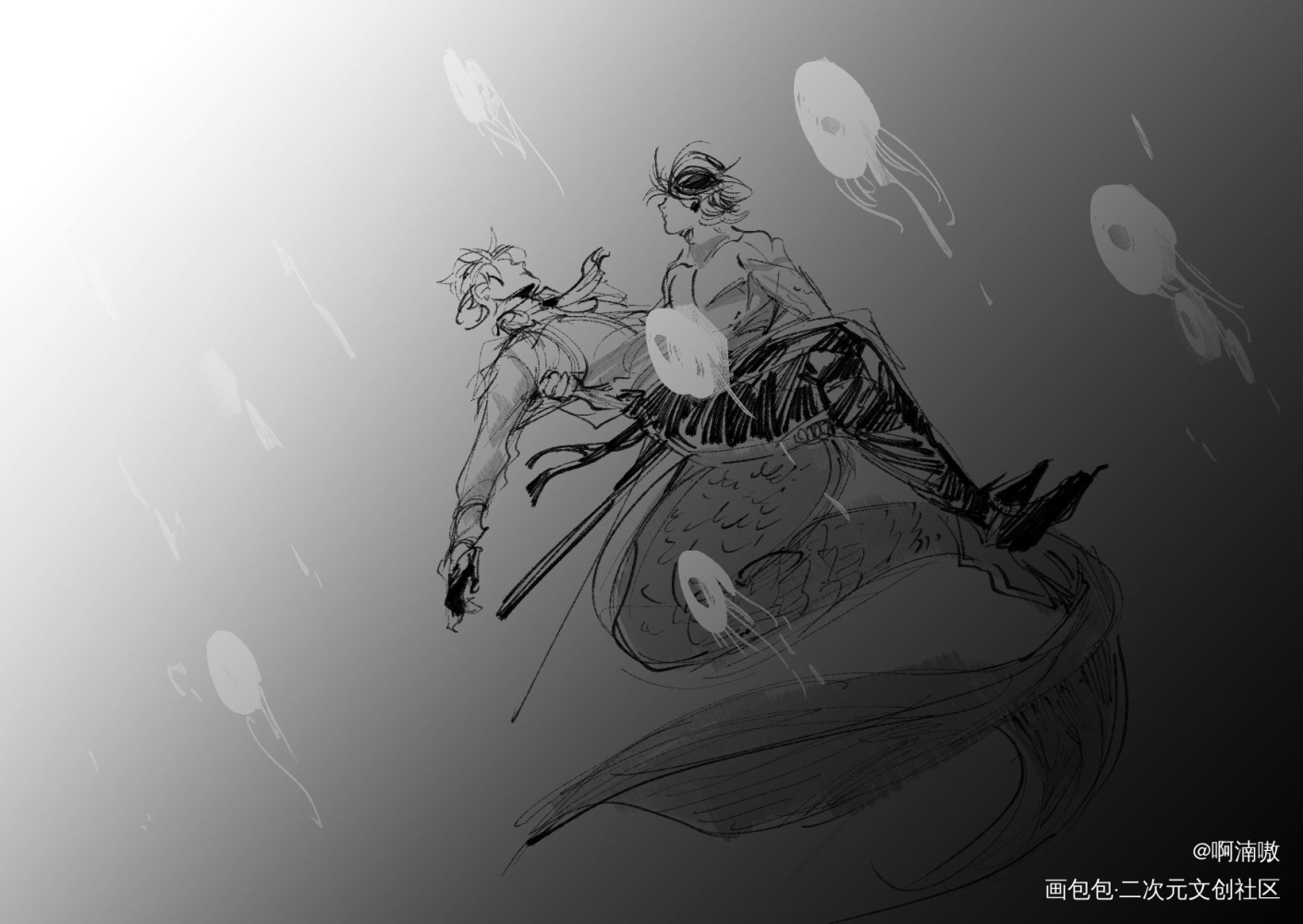 【全职】人鱼paro周翔_全职高手绘画作品