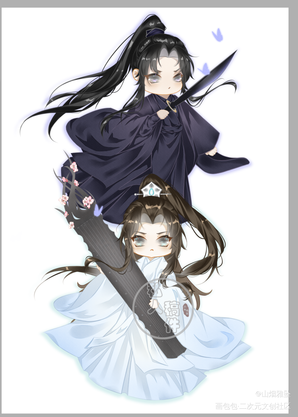 《二哈》第三册立牌赠品_二哈和他的白猫师尊燃晚墨燃楚晚宁绘画作品