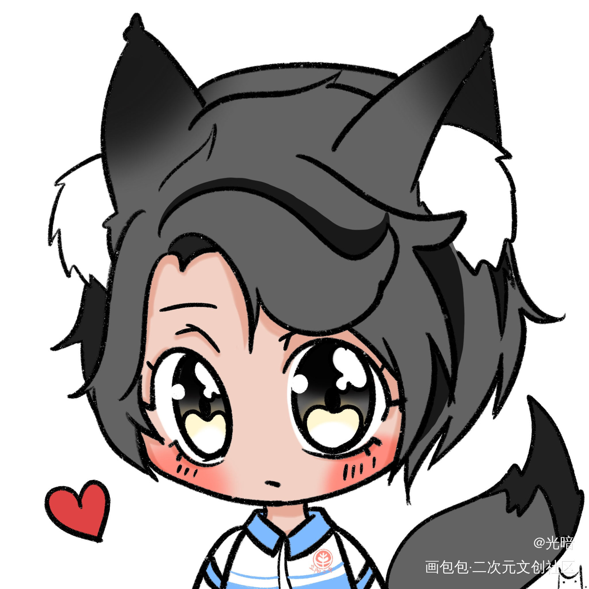 小狼狗，朝哥_伪装学渣贺朝约稿绘画作品