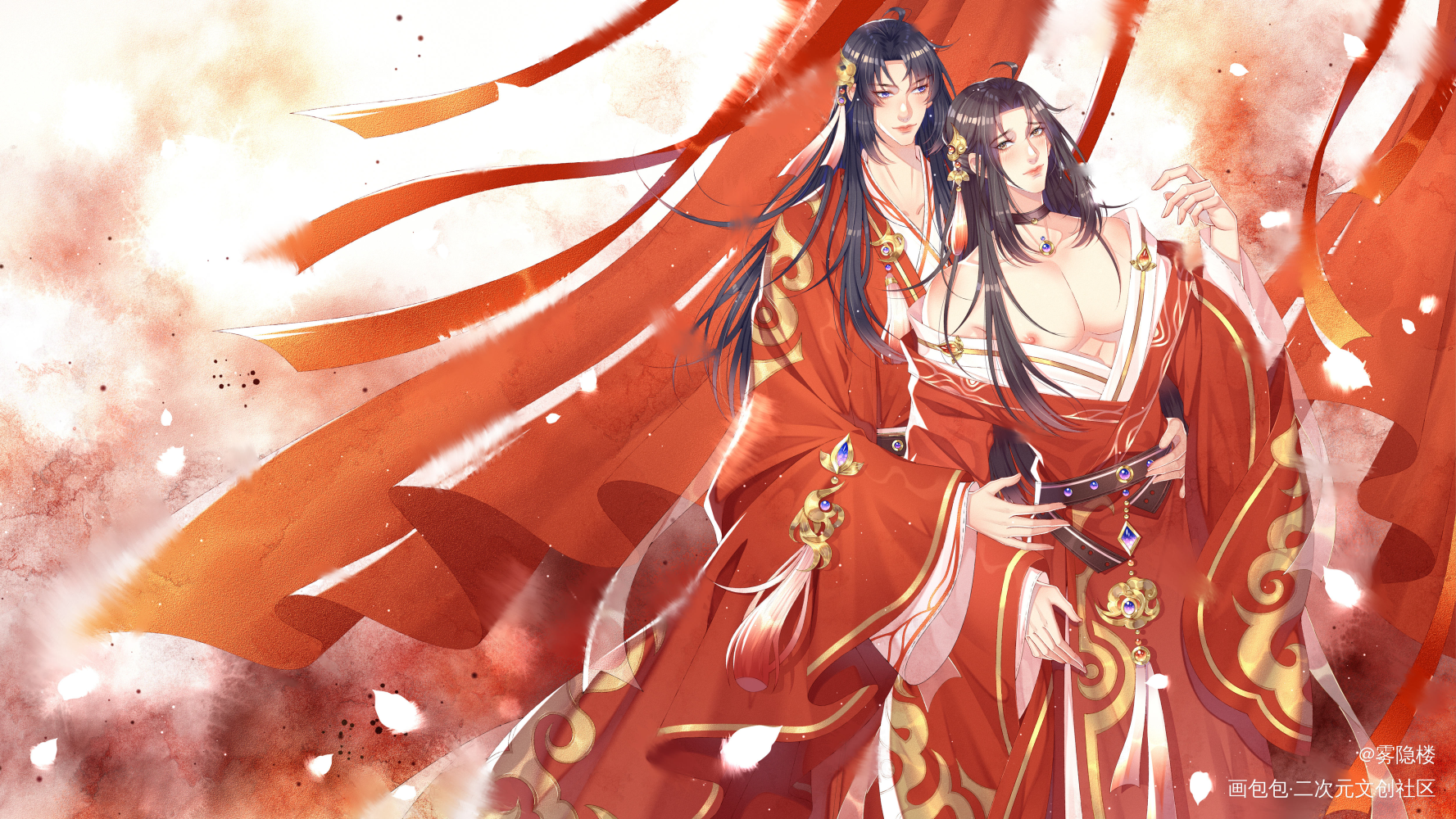二哈~_二哈和他的白猫师尊燃晚墨燃楚晚宁古风绘画作品