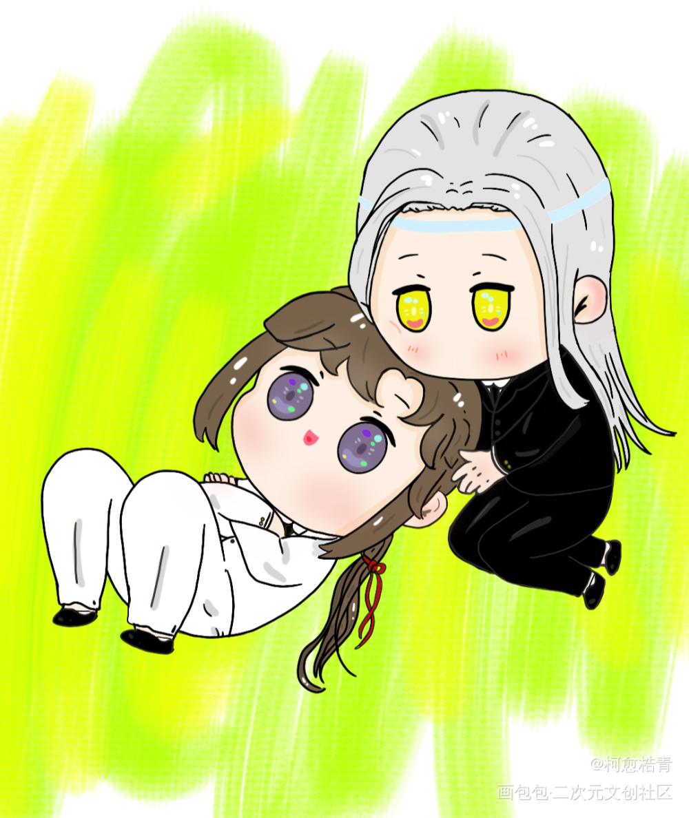 顽皮小少爷和他的霸道保镖哈哈_魔道祖师忘羡手绘Q版墨香铜臭绘画作品