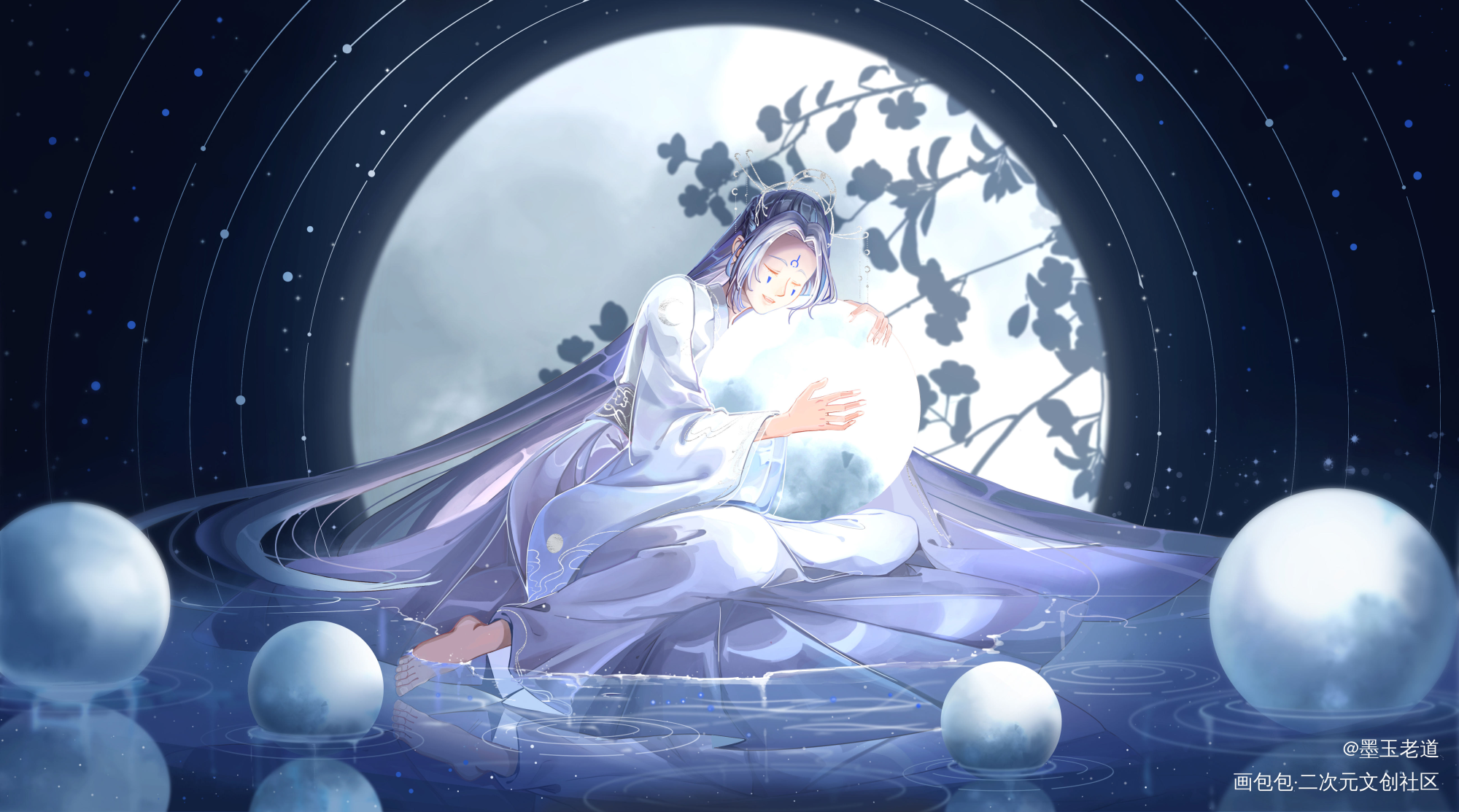 日沉月升_古风原创插画原创绘画作品