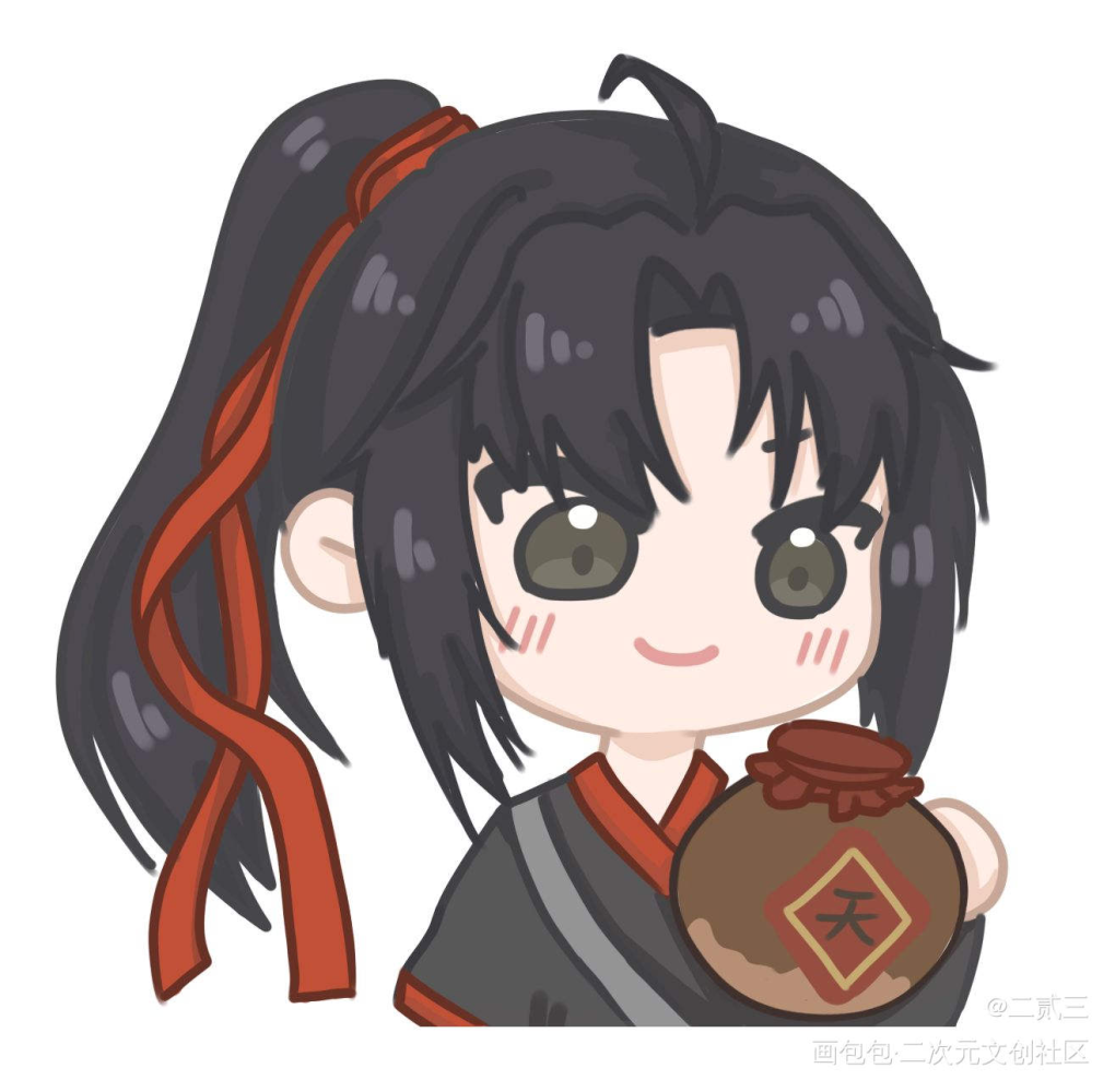 喝酒的羡羡和汪叽_魔道祖师忘羡绘画作品