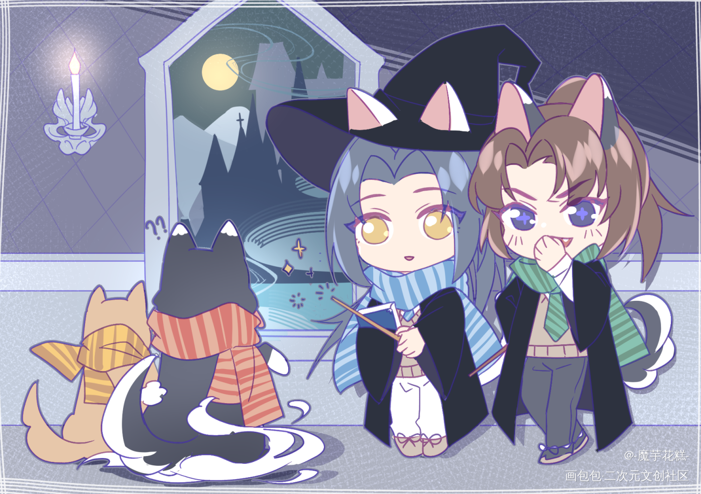 _二哈和他的白猫师尊燃晚墨燃楚晚宁平涂Q版插画同人绘画作品