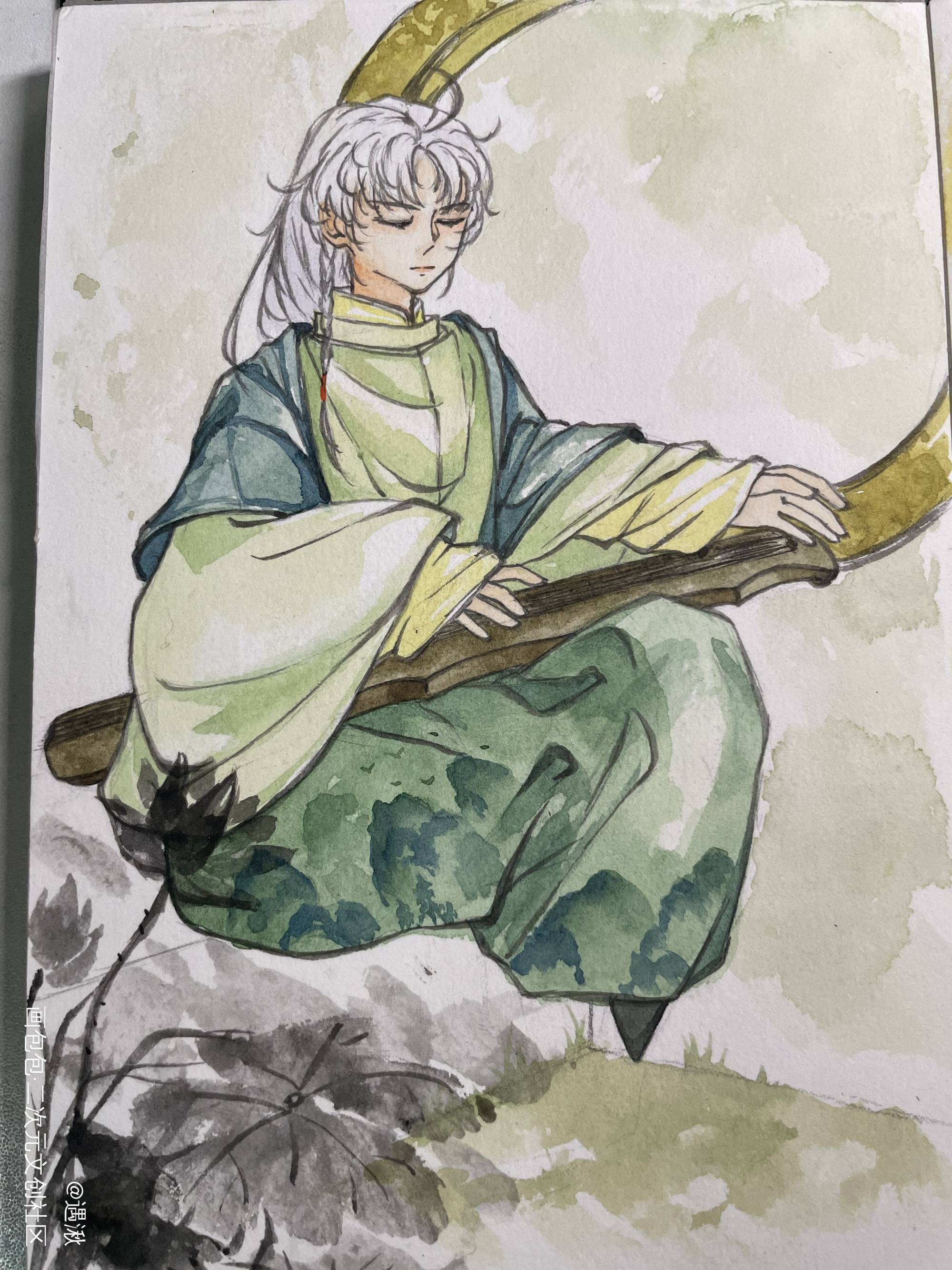 _古风水彩绘画作品