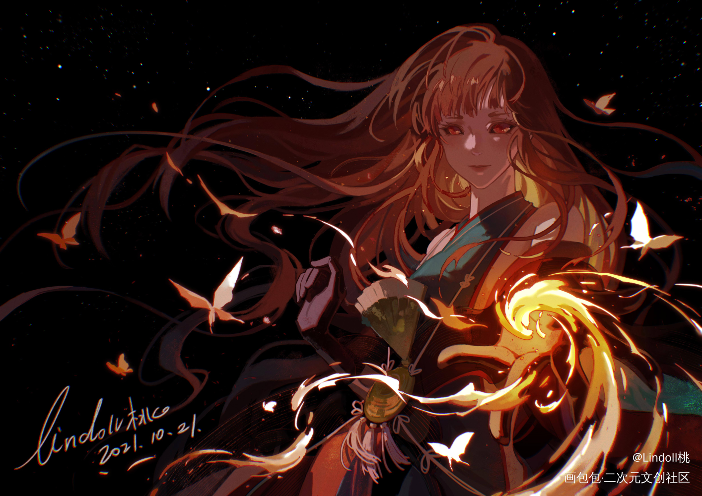 烬染不夜_阴阳师不知火日系我要上首推插画同人绘画作品