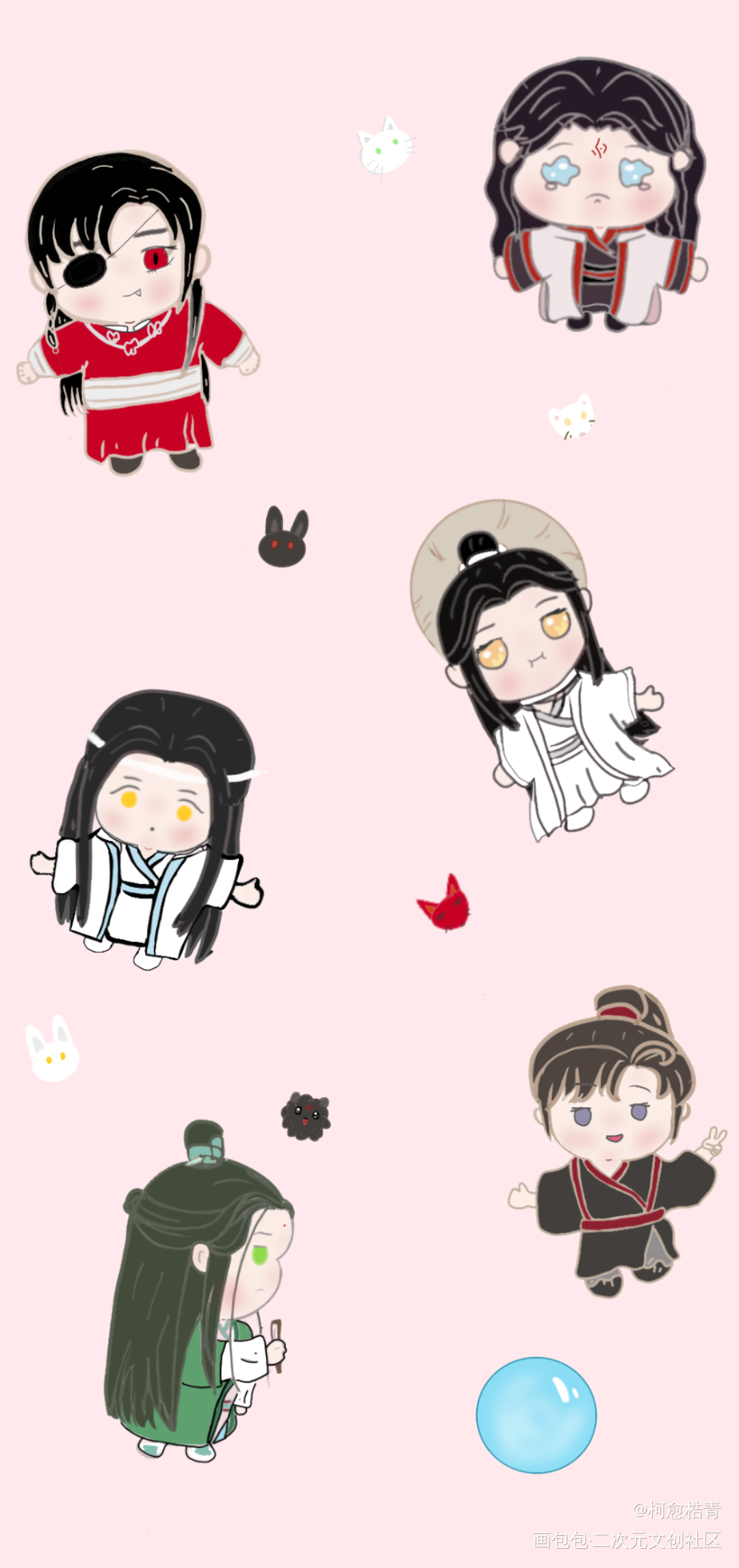 画风各不相同的三家团聚了～_人渣反派自救系统天官赐福魔道祖师冰秋花怜忘羡墨香铜臭绘画作品