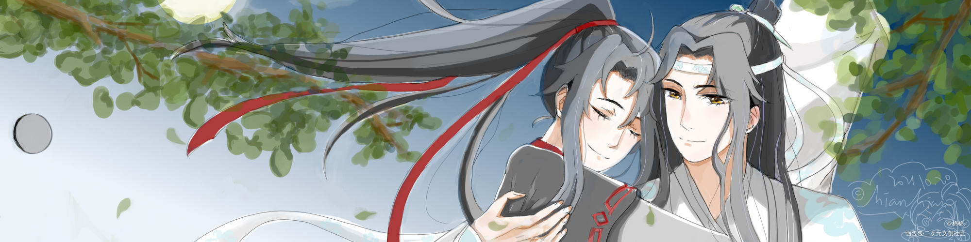 《月下》_魔道祖师忘羡平涂绘画作品