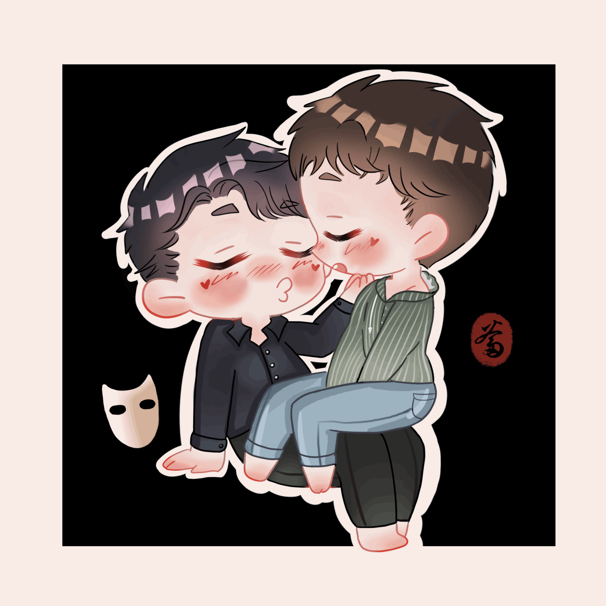 晏周索吻GIF_188男团晏周平涂Q版我要上首推表情包绘画绘画作品