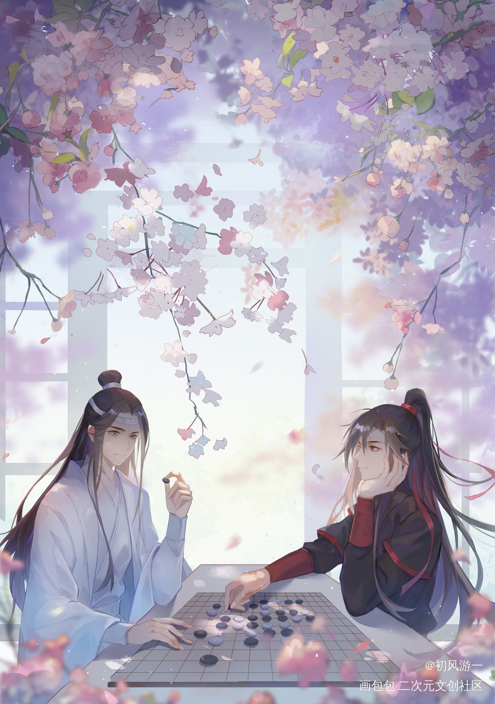 忘羡_魔道祖师忘羡蓝忘机魏无羡古风日系绘画作品