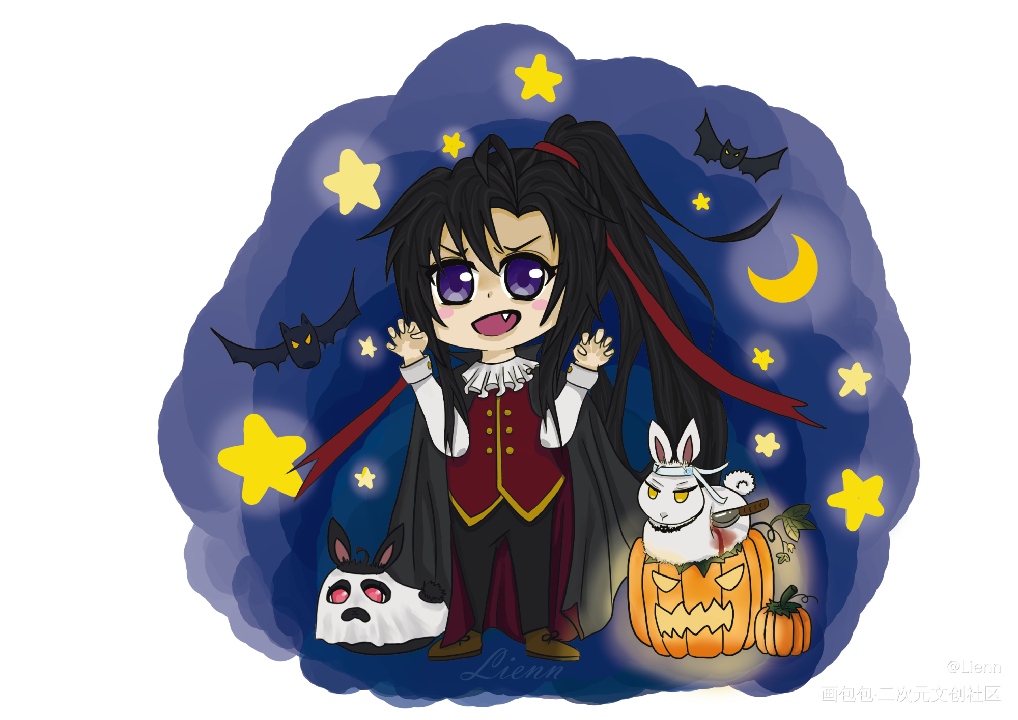 羡生賀愉快＆萬聖節快樂_魔道祖师忘羡平涂Q版绘画作品