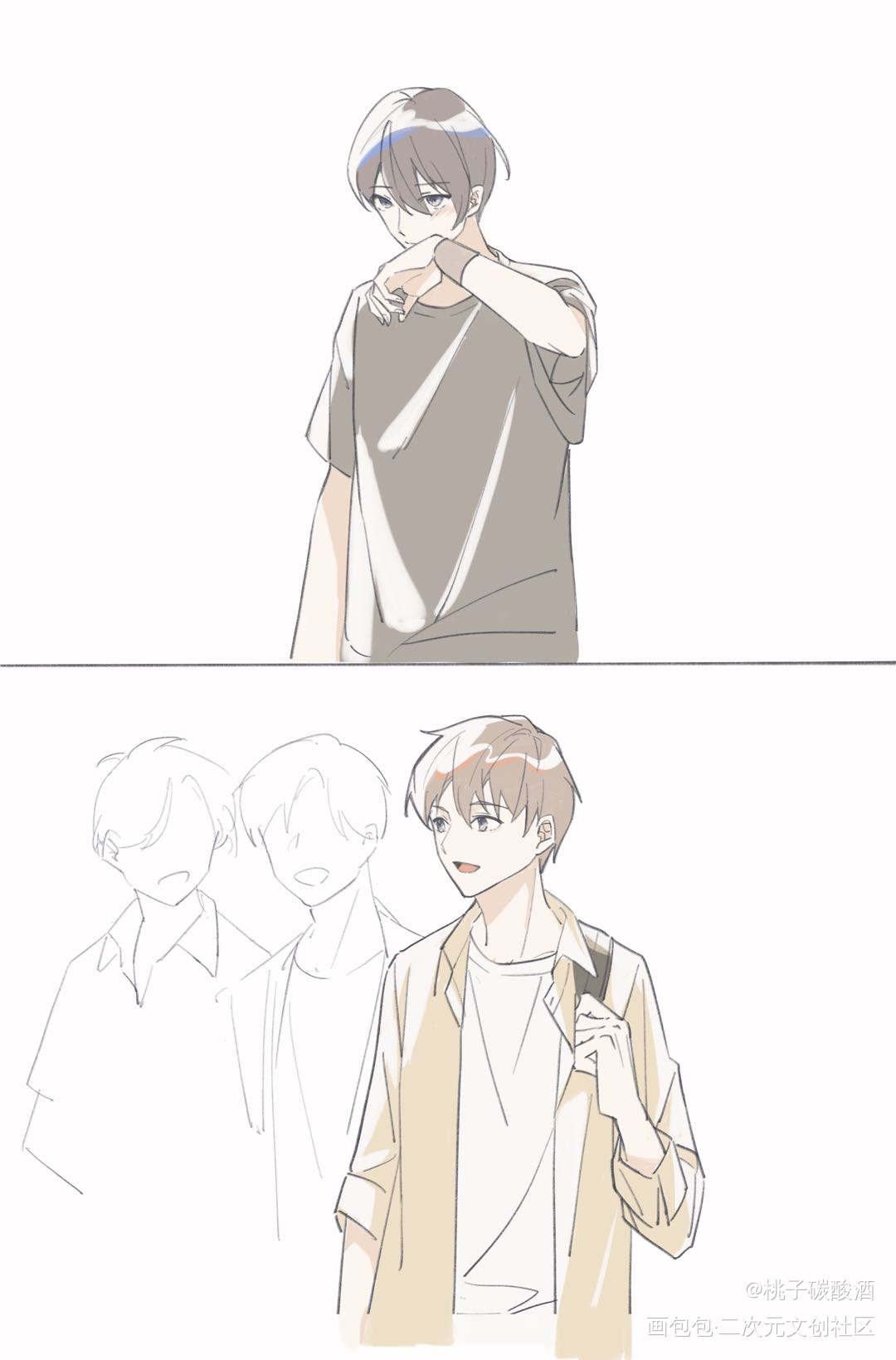 发一发校园暗恋au_盗墓笔记瓶邪吴邪张起灵同人绘画作品