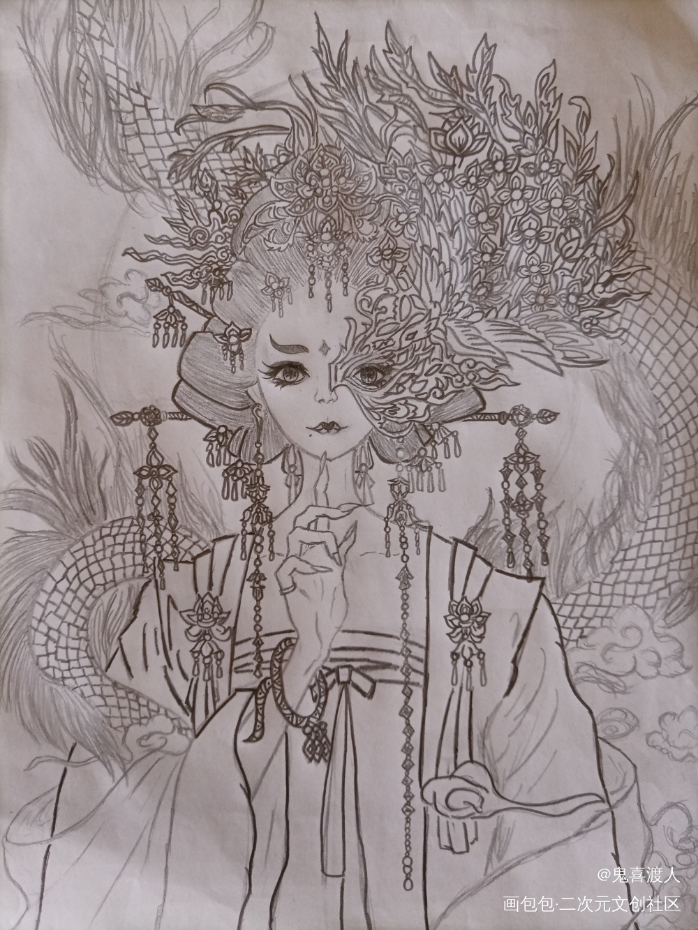 手绘古风绘画作品