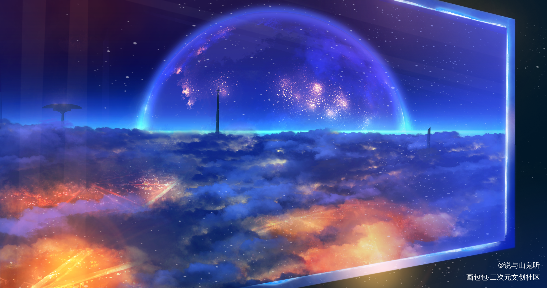 咫尺相邻_风景原创绘画作品