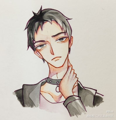 小狼狗_针锋对决188男团原顾水彩约稿绘画作品