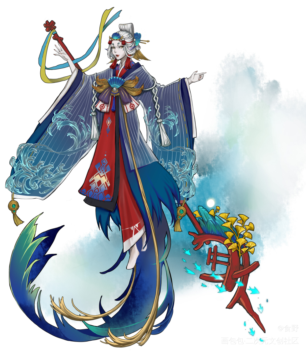 简单立绘，猜猜是谁_阴阳师手绘立绘厚涂平涂日系绘画作品