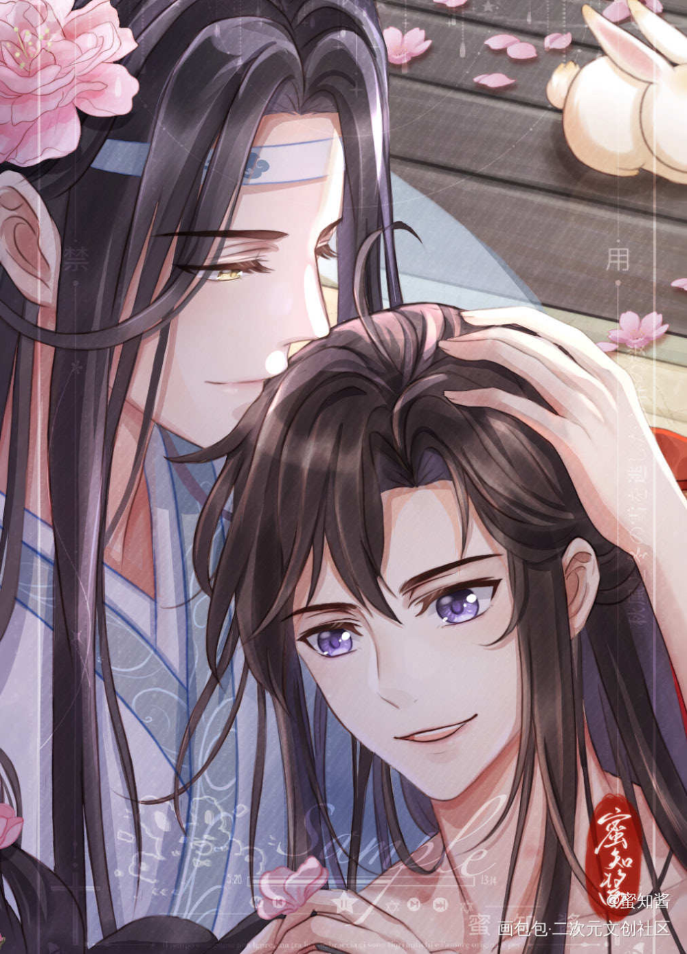 羡生贺图局部预告_魔道祖师蓝忘机魏无羡平涂日系我要上首推插画同人绘画作品