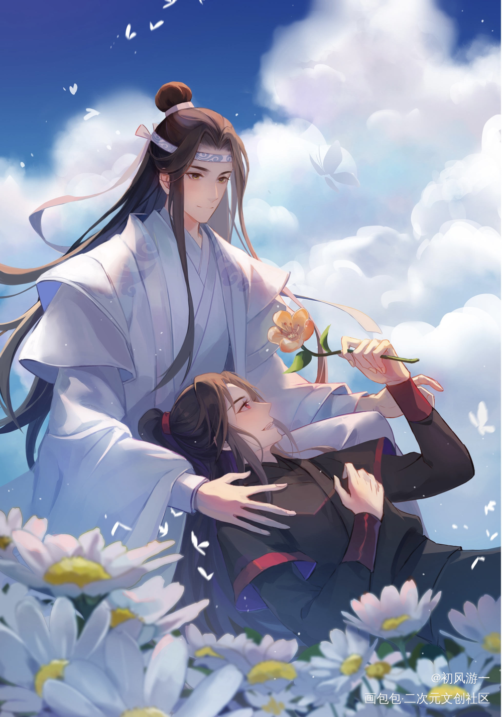忘羡_魔道祖师忘羡蓝忘机魏无羡古风日系绘画作品