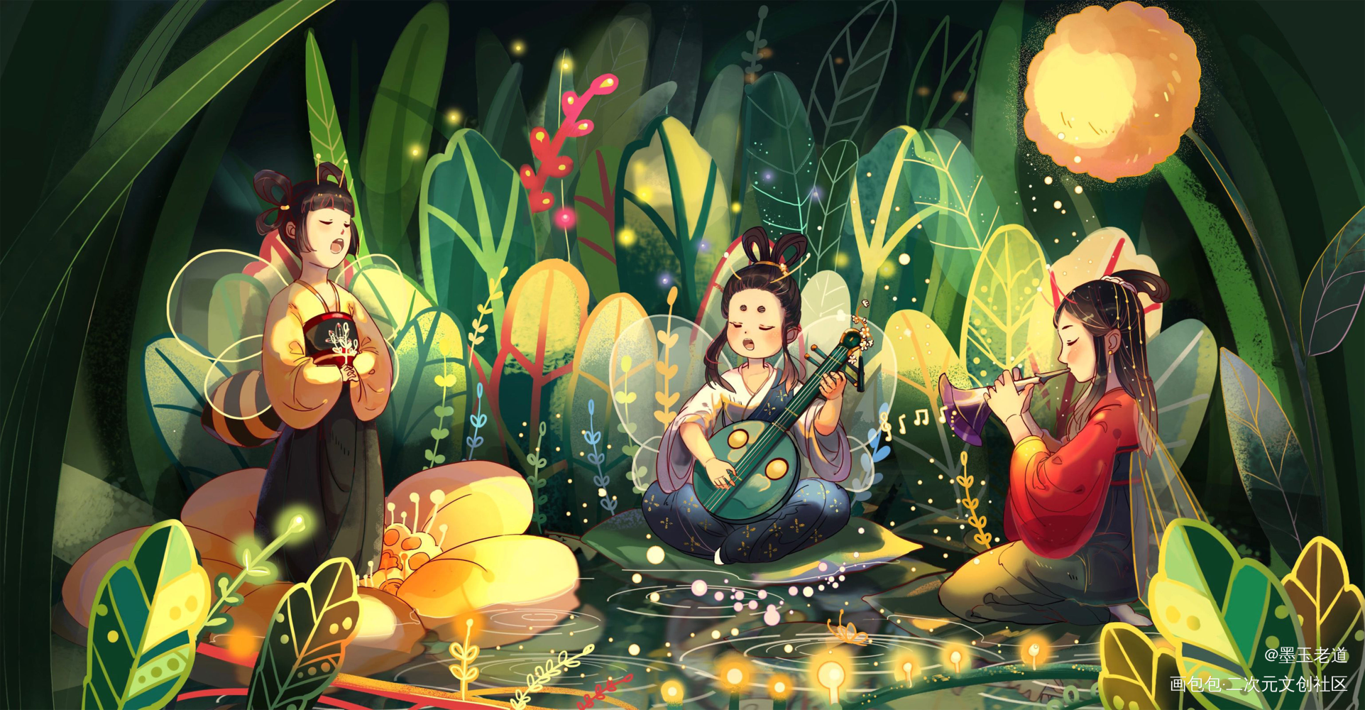 昆虫细语_手绘古风原创绘画作品