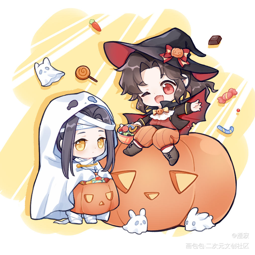 万圣节快乐！_魔道祖师忘羡蓝忘机魏无羡Q版绘画作品
