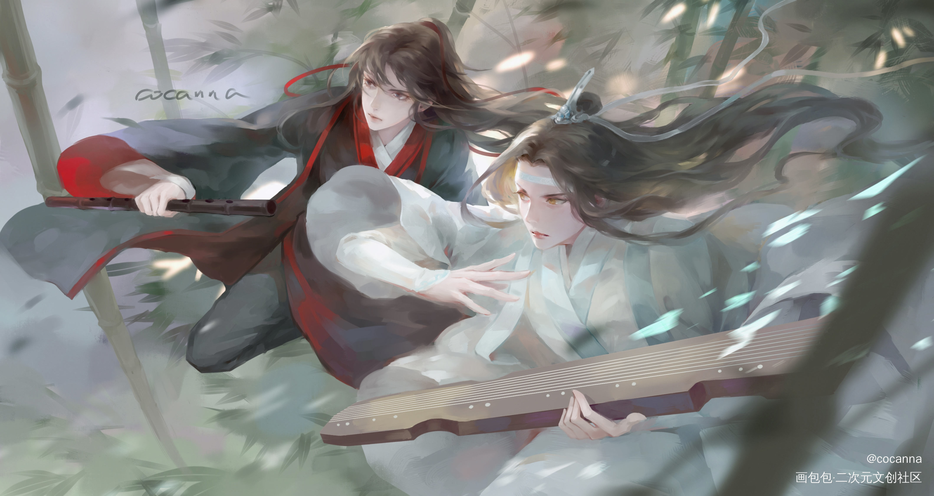 飒飒世间_魔道祖师忘羡古风厚涂绘画作品