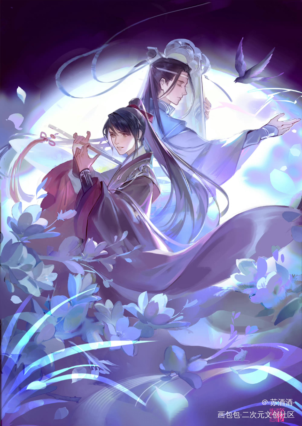 魏无羡1031生日快乐_魔道祖师忘羡蓝忘机魏无羡古风厚涂墨香铜臭绘画作品