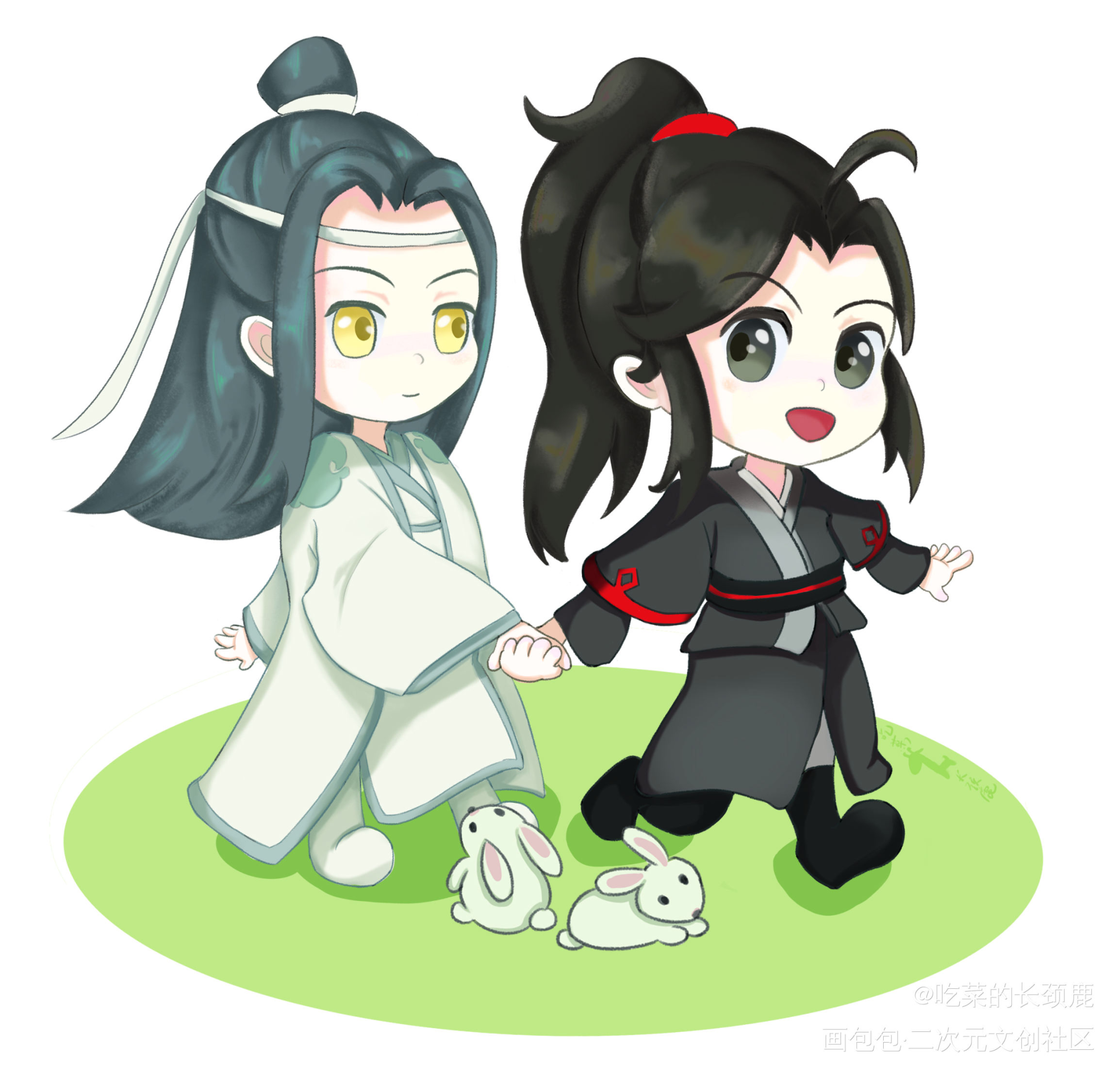 魏无羡生日快乐_魔道祖师忘羡蓝忘机魏无羡蓝忘机魏无羡Q版绘画作品