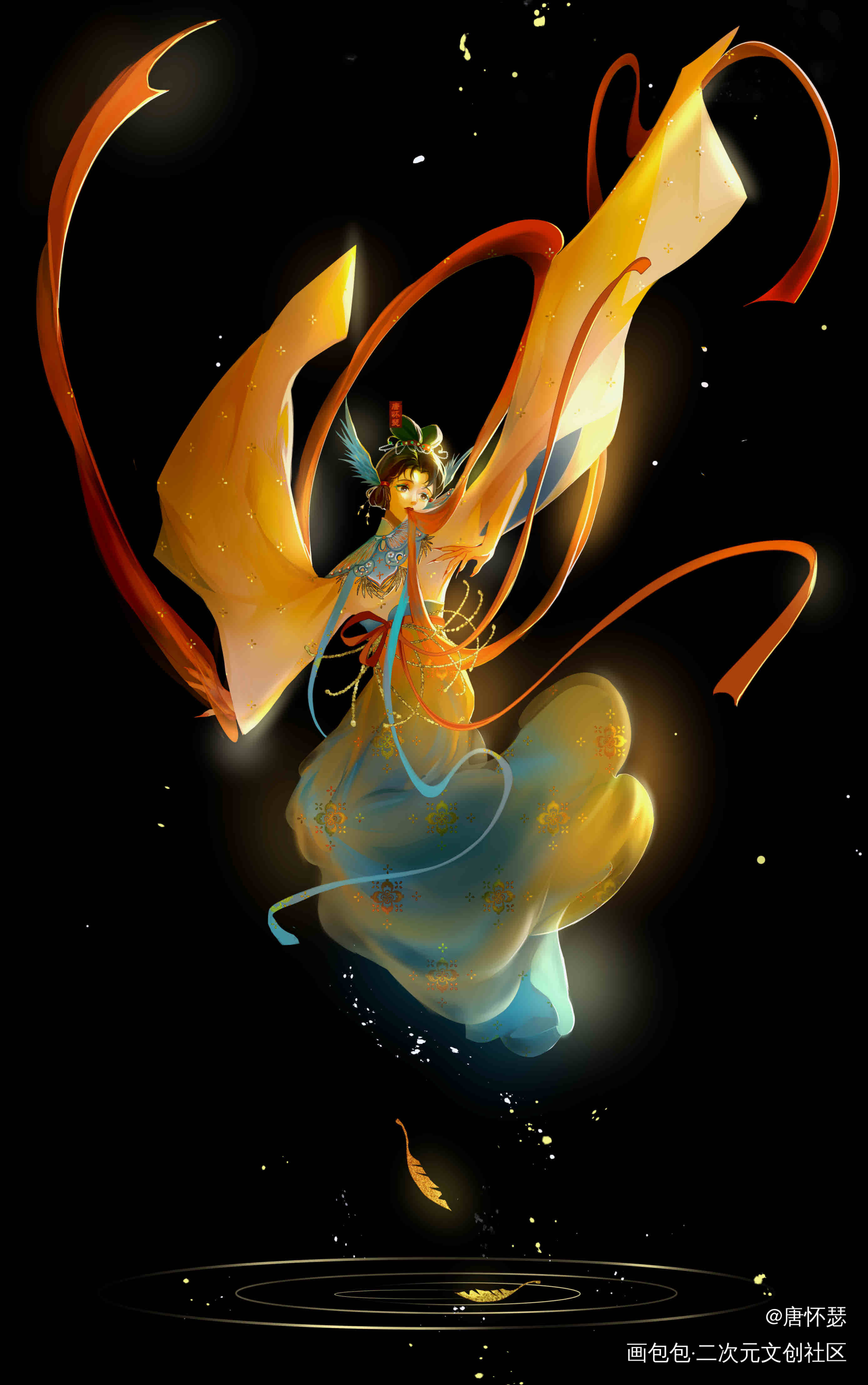 穿越时光洪流_古风插画绘画作品