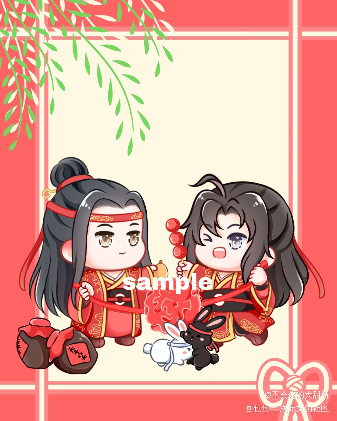 忘羡大婚_魔道祖师忘羡蓝忘机魏无羡Q版我要上首推绘画作品