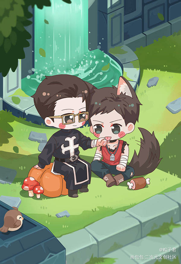 牧师和小狼人_188男团原顾日系Q版我要上首推同人绘画作品