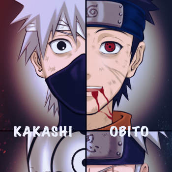 "因为你对琳,见死不救"_火影忍者宇智波带土同人旗木卡卡西绘画作品