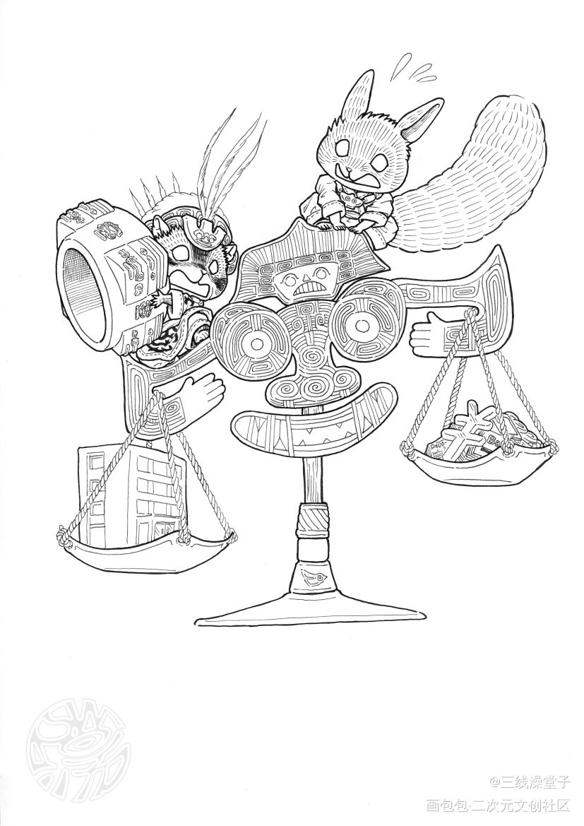 小仓鼠和小松鼠的良渚穿越之旅后_手绘Q版绘画作品