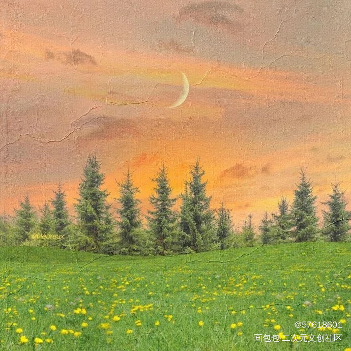 美丽大自然_水彩平涂绘画作品