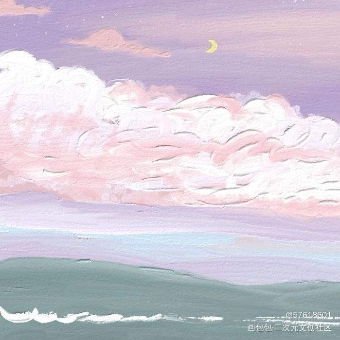 美丽的云朵_水彩绘画作品