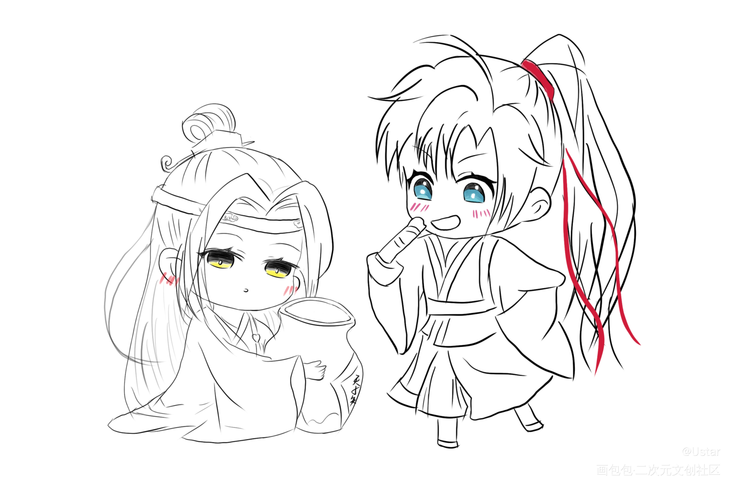 忘羡_魔道祖师忘羡板绘绘画作品