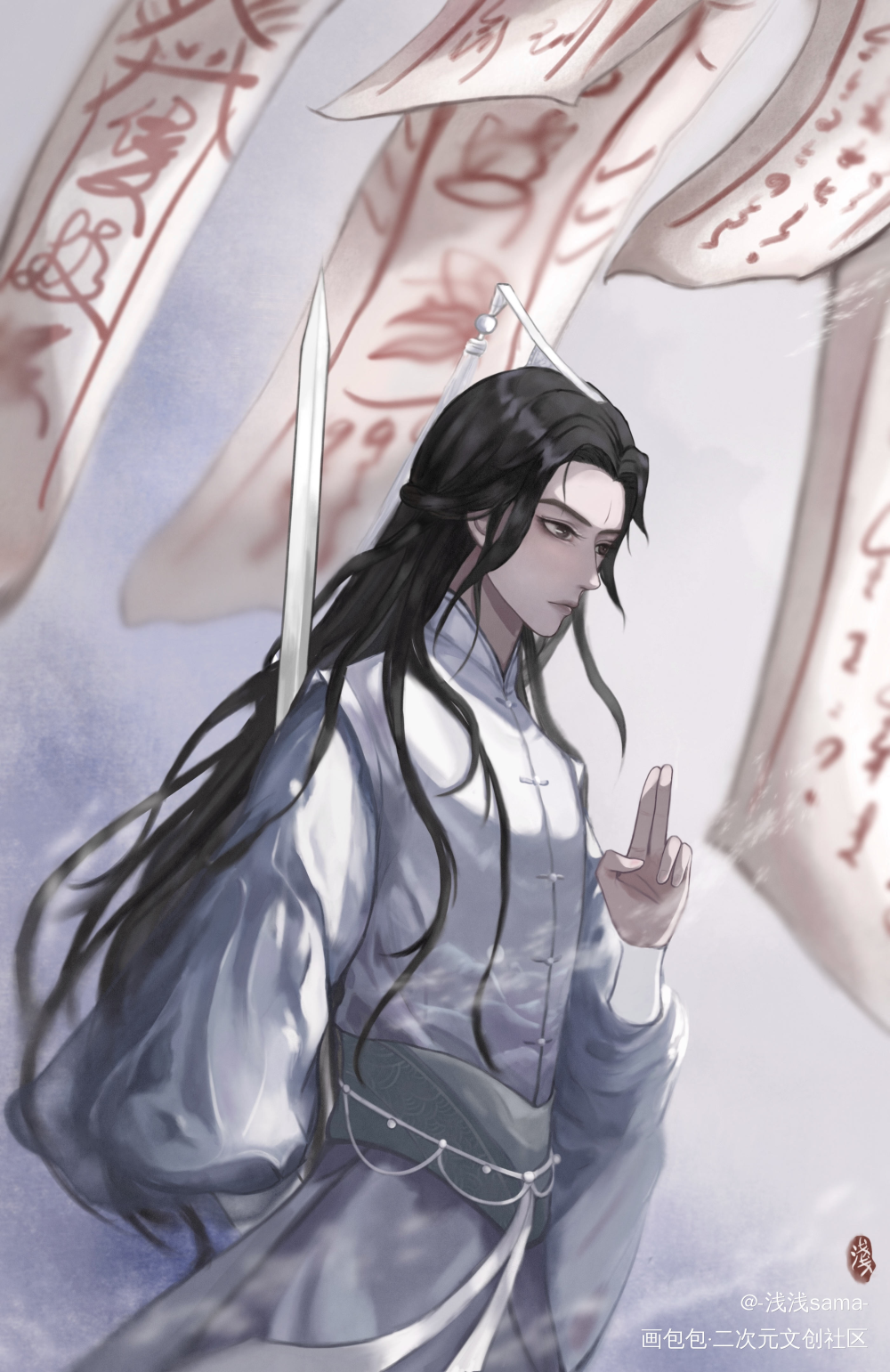 天大地大，我独身陷囹圄。_六爻严争鸣priest绘画作品