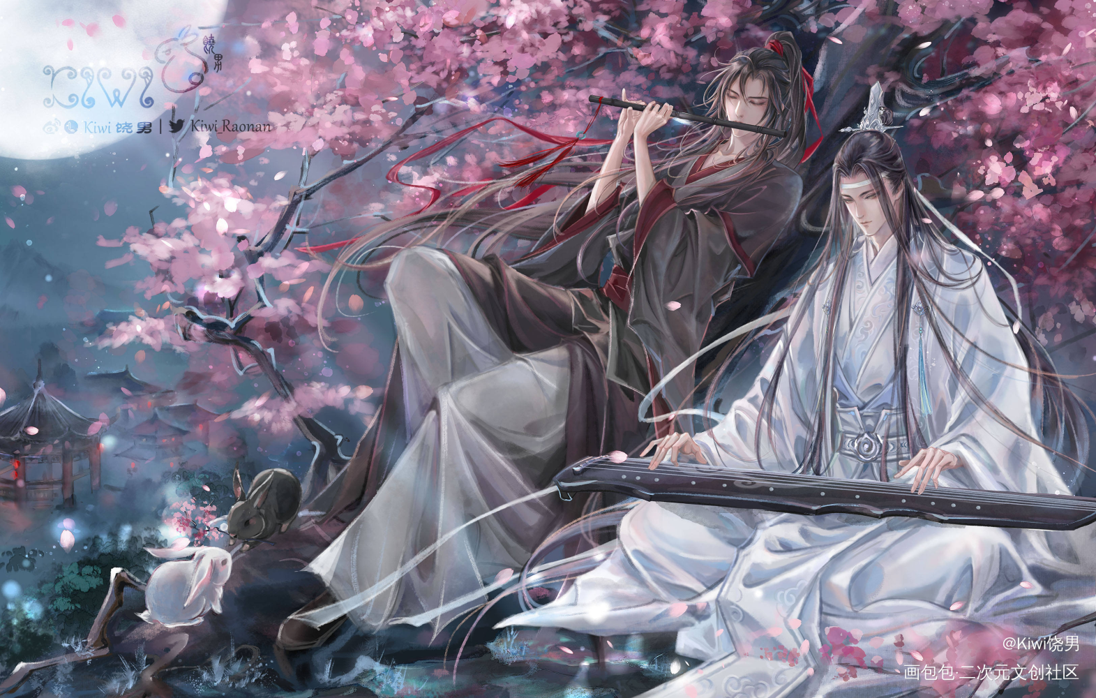 《无羡人间春风客》曲绘_魔道祖师忘羡蓝忘机魏无羡绘画作品